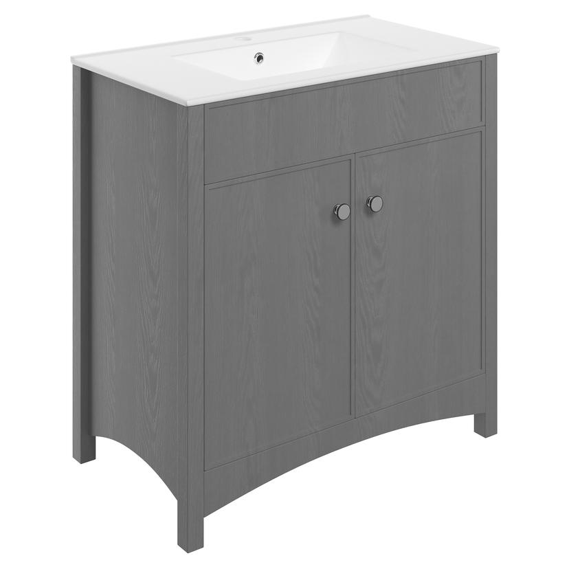 Sapporo 810mm (W) x 805mm (H) x 395mm (D) Basin Unit - Excluding Basin- Grey Ash