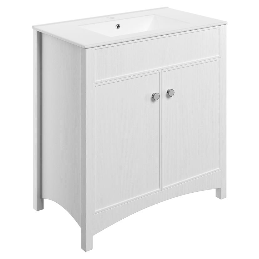 Sapporo 810mm (W) x 805mm (H) x 395mm (D) Basin Unit - Excluding Basin- Satin White Ash