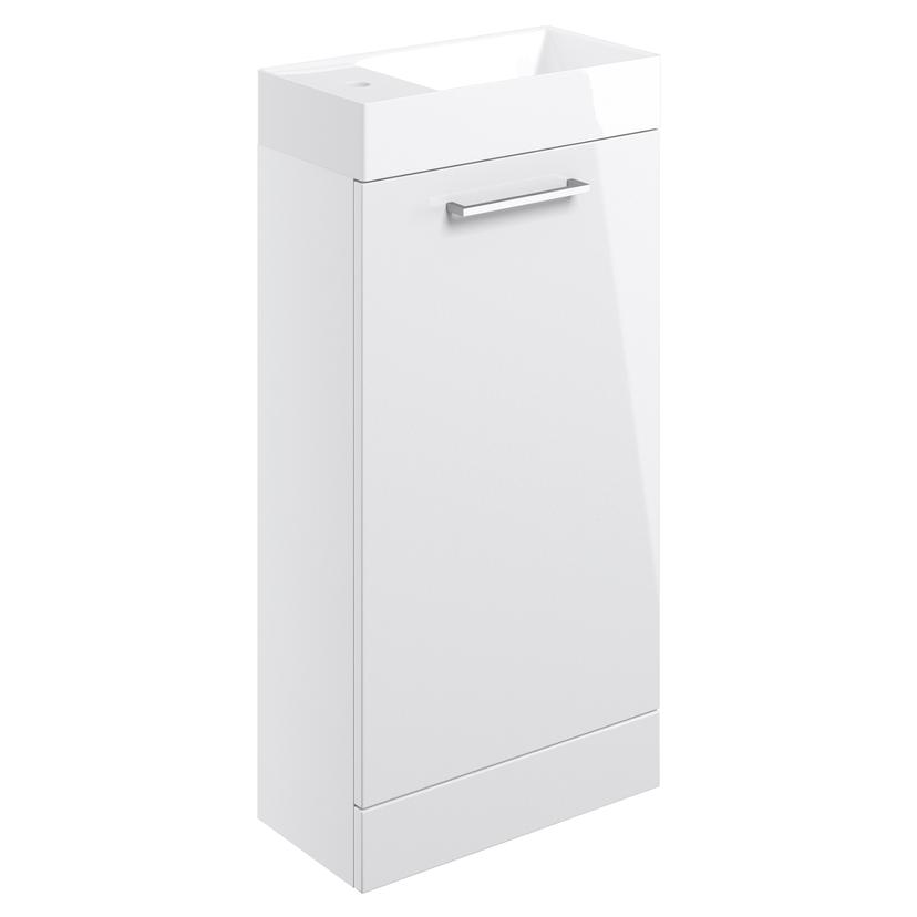 Naha 410mm(w) Floor Standing 1 Door Basin Unit With Basin - White Gloss