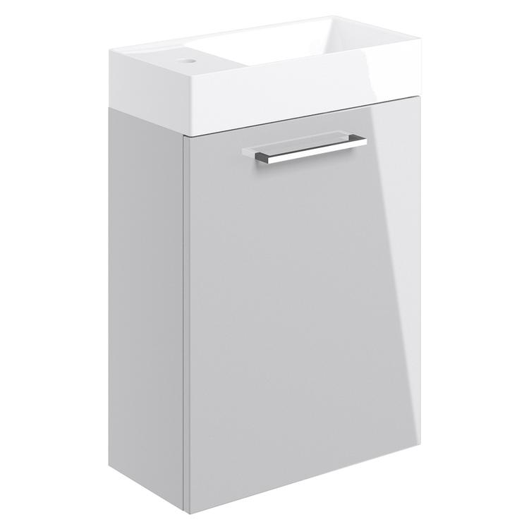 Naha 410mm(w) Wall Hung 1 Door Basin Unit With Basin - Grey Gloss