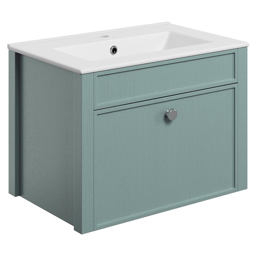 Sapporo 605mm (W) x 605mm (H) x 443mm (D) Wall Unit - Excluding Basin- Sea Green Ash