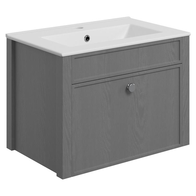 Sapporo 605mm(w) Wall Unit & Basin - Grey Ash