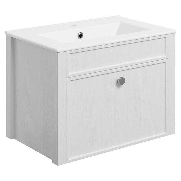 Sapporo 605mm(w) Wall Unit & Basin - Satin White Ash