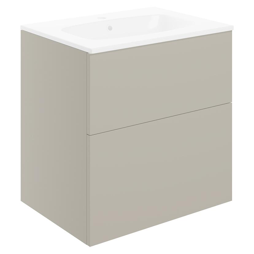 Yamagata 610mm(w) 2 Drawer Wall Unit & Basin - Matt Latte