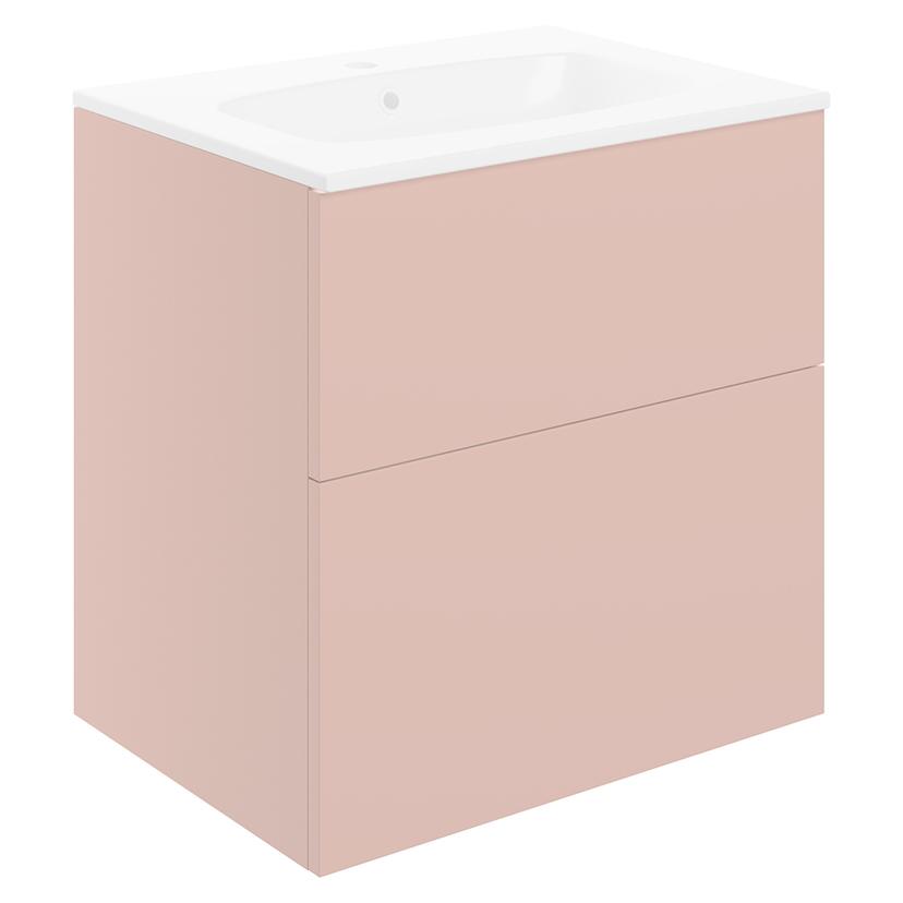 Yamagata 610mm(w) 2 Drawer Wall Unit & Basin - Matt Antique Rose