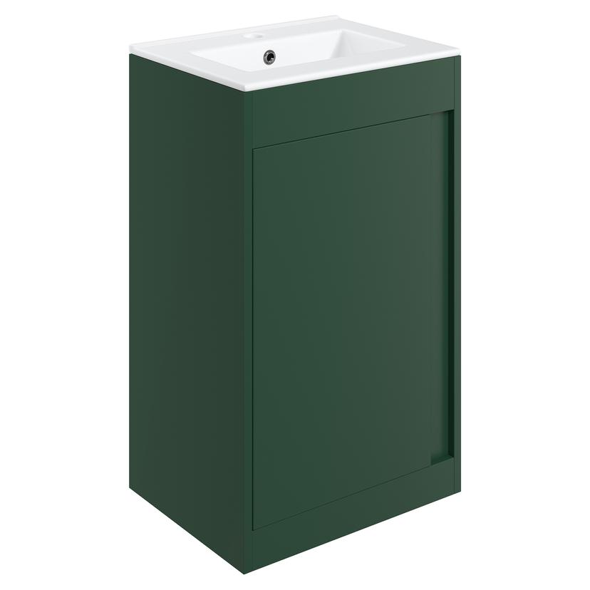 Nara 510mm(w) Floor Standing Unit Inc. Basin - Matt Conifer Green