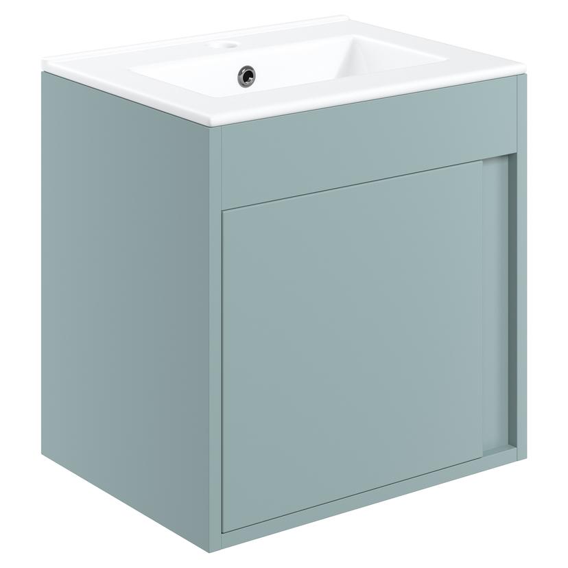 Nara 510mm(w) Wall Hung Unit Inc. Basin - Matt Sea Green