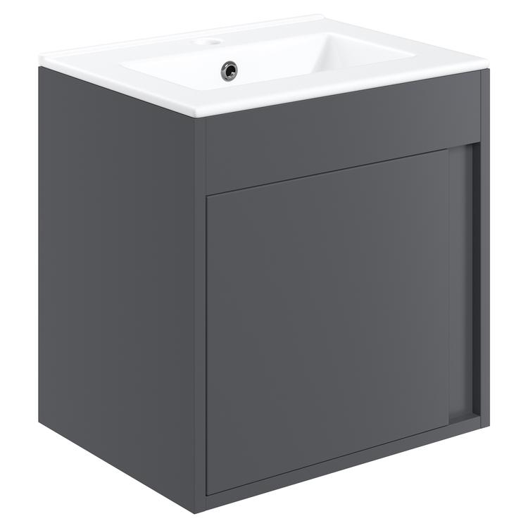 Nara 510mm(w) Wall Hung Unit Inc. Basin - Matt Graphite Grey