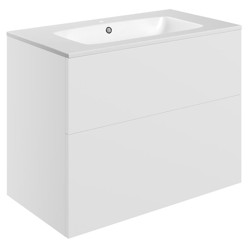 Yamagata 815mm (W) x 618mm (H) x 460mm (D) Wall Hung 2 Drawer Basin Unit & Basin - Matt White