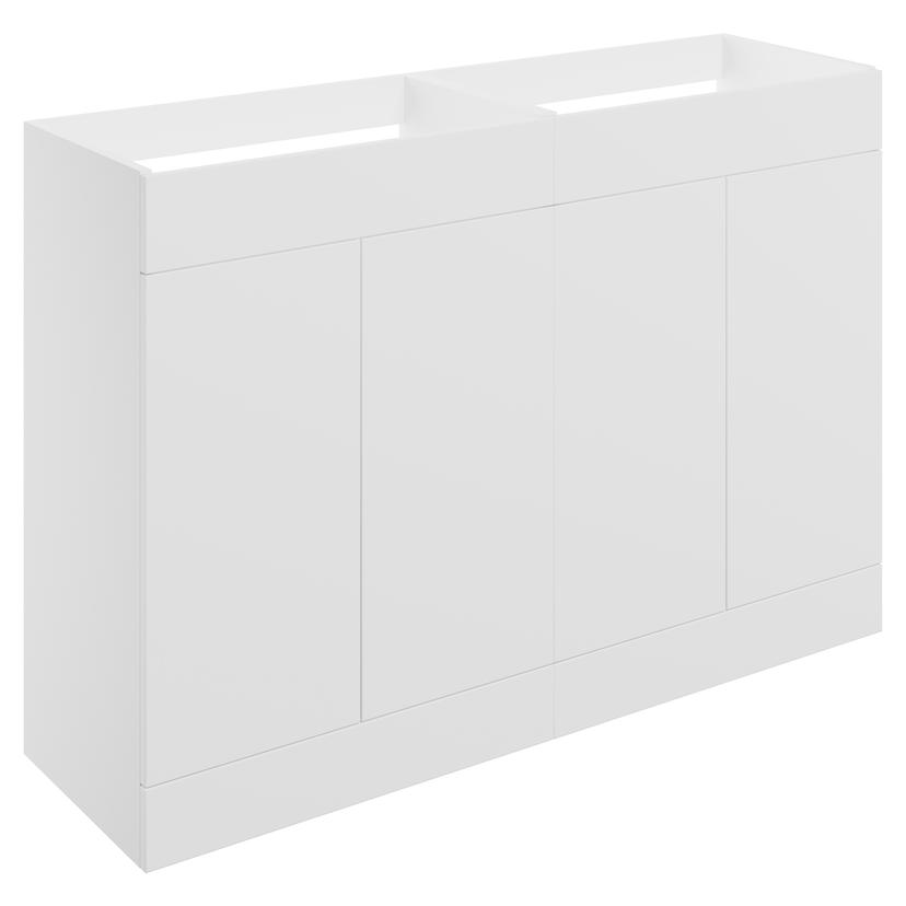 Yamagata 1180mm (W) x 830mm (H) x 455mm (D) Freestanding 4 Door Basin Unit (No Top) - Matt White