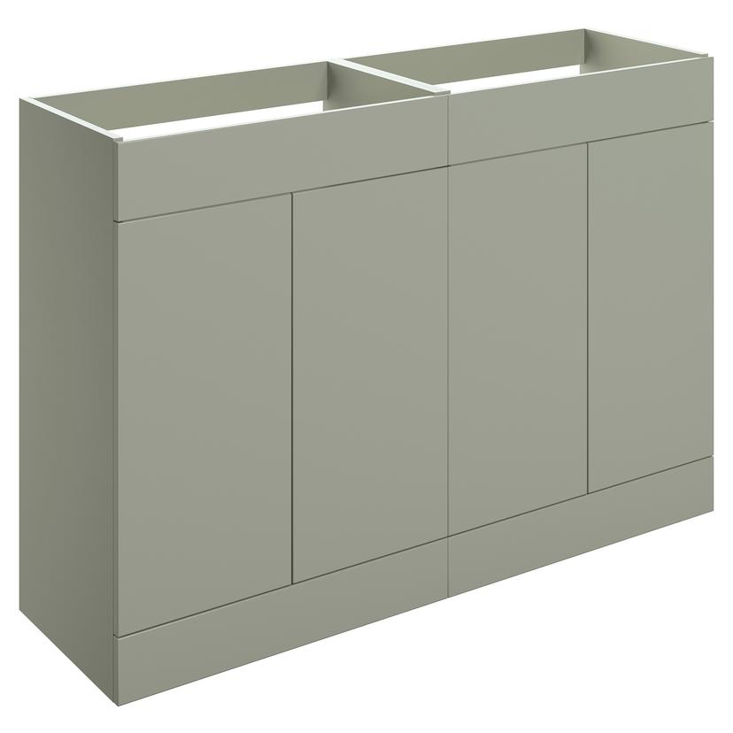 Yamagata 1180mm (W) x 600mm (H) x 455mm (D) Freestanding 4 Door Basin Unit (No Top) - Matt Olive Green