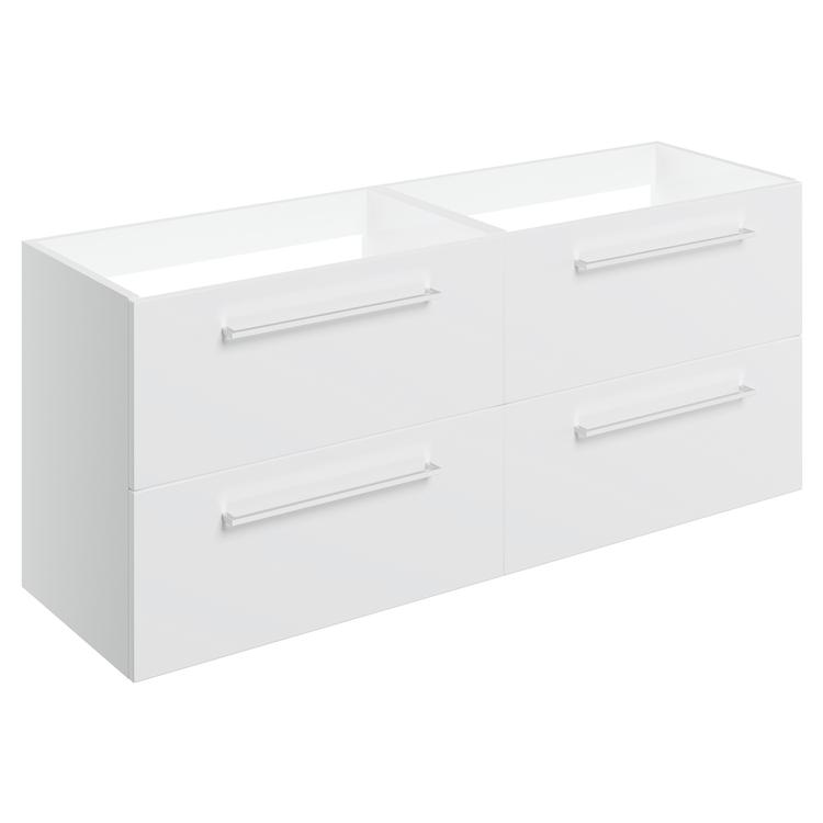 Naha 1180mm (W) x 500mm (H) x 450mm (D) Wall Hung 2 Drawer Basin Unit Run (No Top) - White Gloss