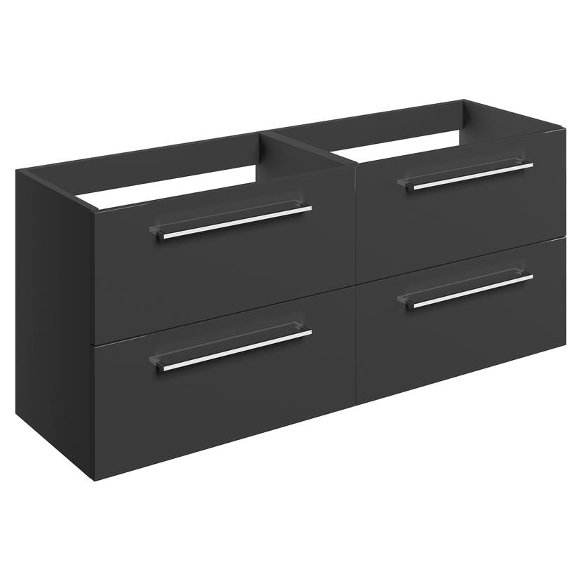 Naha 1180mm (W) x 500mm (H) x 450mm (D) Wall Hung 2 Drawer Basin Unit Run (No Top) - Anthracite Gloss