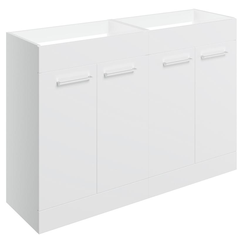 Naha 1180mm (W) x 830mm (H) x 450mm (D) Freestanding 2 Door Basin Unit Run (No Top) - White Gloss