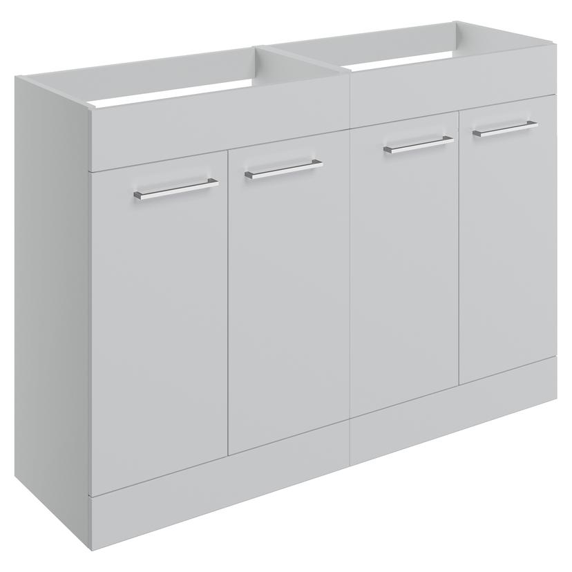 Naha 1180mm (W) x 830mm (H) x 450mm (D) Freestanding 2 Door Basin Unit Run (No Top) - Grey Gloss