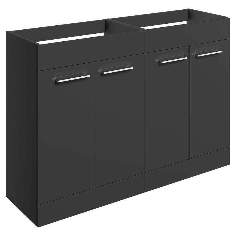 Naha 1180mm (W) x 830mm (H) x 450mm (D) Freestanding 2 Door Basin Unit Run (No Top) - Anthracite Gloss