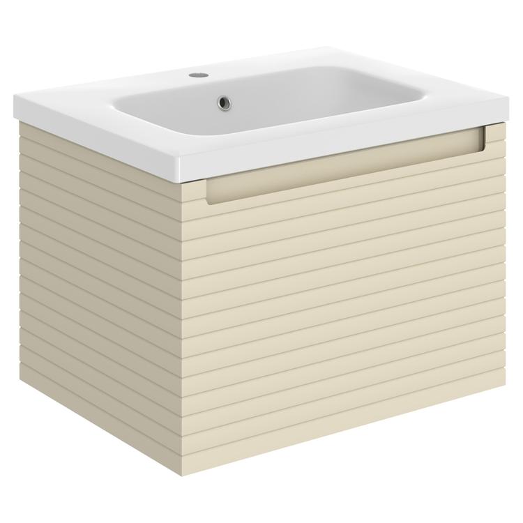 Kanto 615mm (W) x 435mm (H) x 460mm (D) Wall Hung 1 Drawer Basin Unit & Basin - Matt Cotton