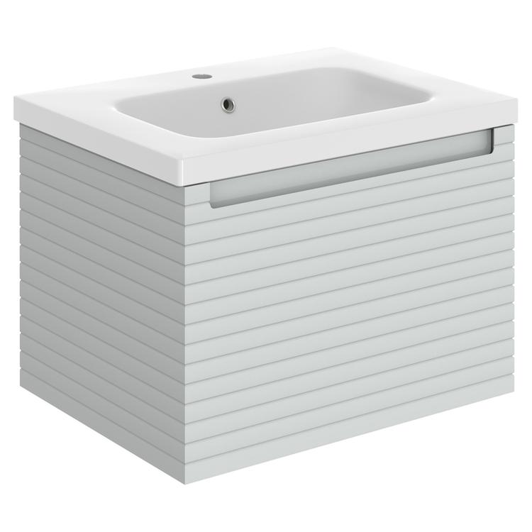 Kanto 615mm (W) x 435mm (H) x 460mm (D) Wall Hung 1 Drawer Basin Unit & Basin - Matt Mineral Grey