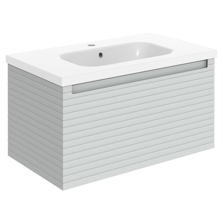 Kanto 815mm (W) x 435mm (H) x 460mm (D) Wall Hung 1 Drawer Basin Unit & Basin - Matt Mineral Grey