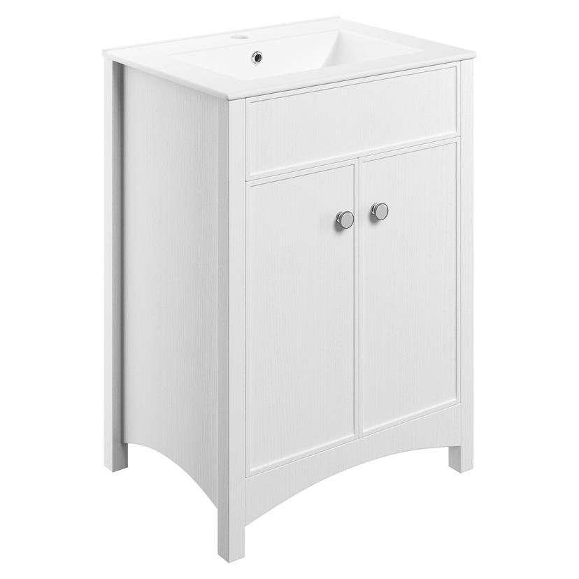 Sapporo 610mm (W) x 805mm (H) x 395mm (D) Basin Unit - Excluding Basin- Satin White Ash