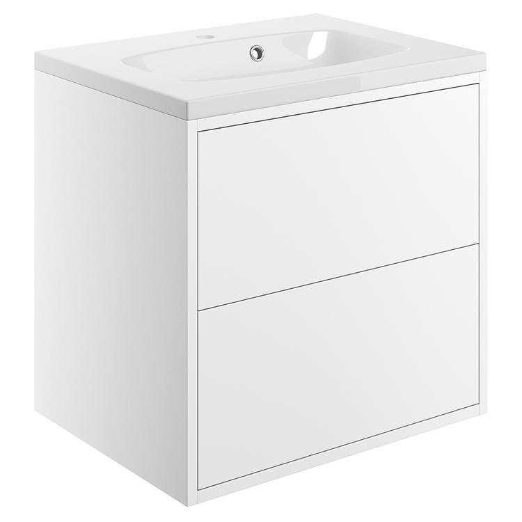 Chiba 600mm(w) 2 Drawer Wall Hung Basin Unit Inc. Basin - Matt White