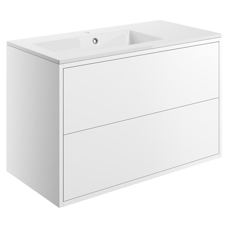 Chiba 900mm(w) 2 Drawer Wall Hung Basin Unit Inc. Basin - Matt White