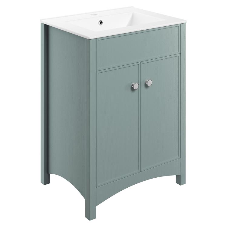 Sapporo 610mm(w) Basin Unit With Basin - Sea Green Ash