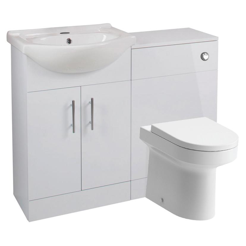 Kanazawa 560mm(w) Basin Unit & WC Toilet Unit Pack - White Gloss