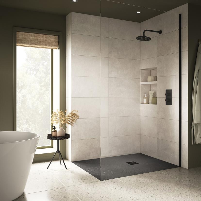 25mm Slate Effect Ultra-Slim Rectangular Shower Trays