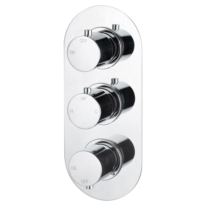 Seville Thermostatic Triple Shower Valve - Two Outlet