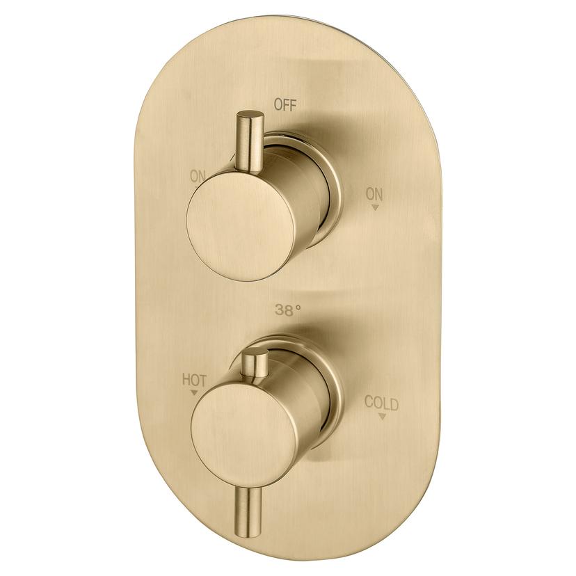 Two Outlet Shower Valve - Brushed Brass