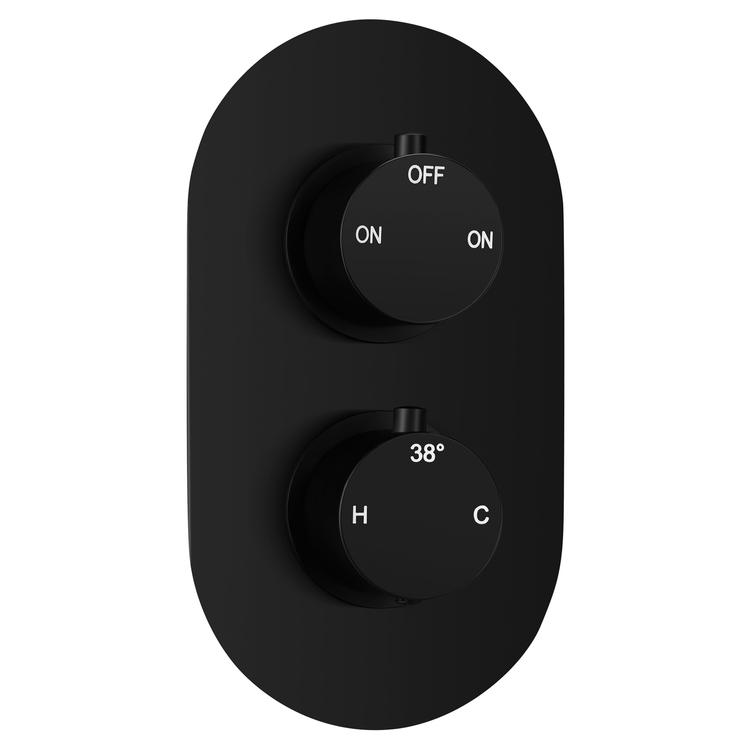 Two Outlet Twin Shower Valve - Matt Black