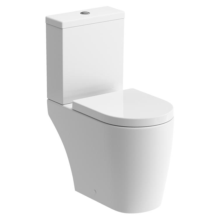 Milan Rimless Closed Coupled Open Back WC & Soft Close Seat