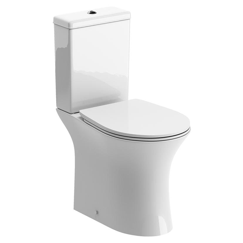 Salerno Rimless Closed Coupled Open Back WC & Soft Close Seat