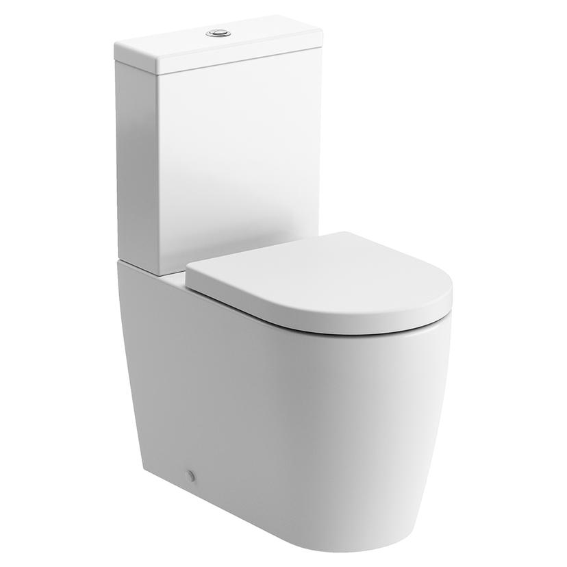 Milan Rimless Closed Coupled Fully Shrouded Comfort Height WC & Soft Close Seat