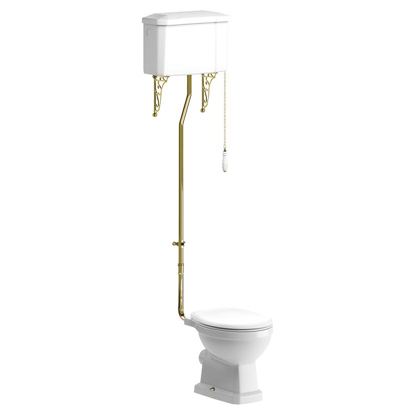 Bari High Level WC With Brushed Brass Finish & Soft Close Seat