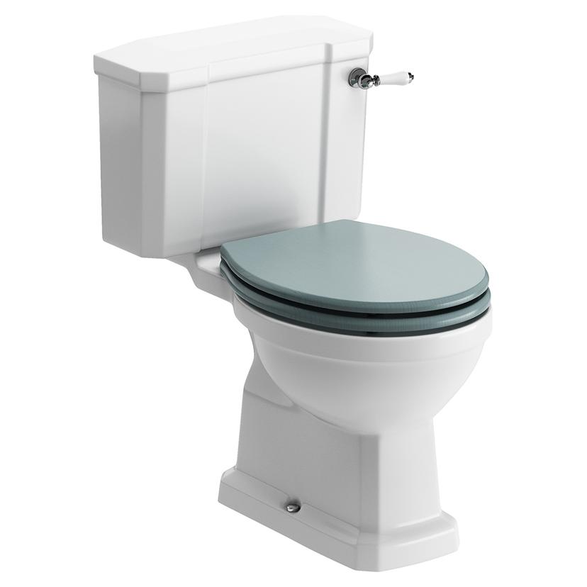 Bari Closed Coupled WC & Sea Green Wood Effect Seat