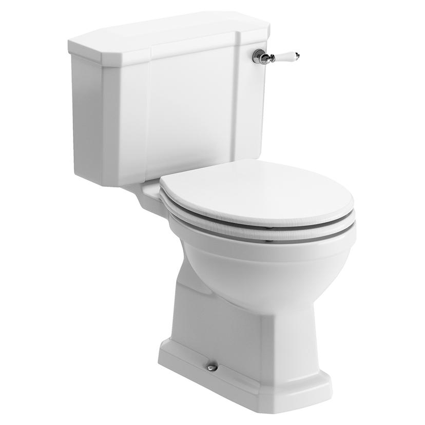 Bari Closed Coupled WC & Satin White Wood Effect Seat